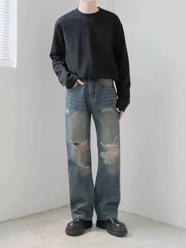 Whisker Ripped Fit Jeans
