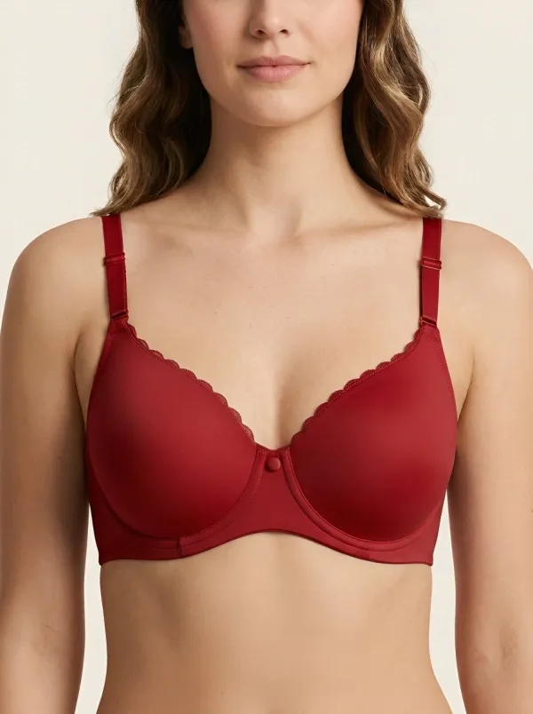 Women's Full-Coverage Underwire Scalloped-Edge Molded-Cup Bra