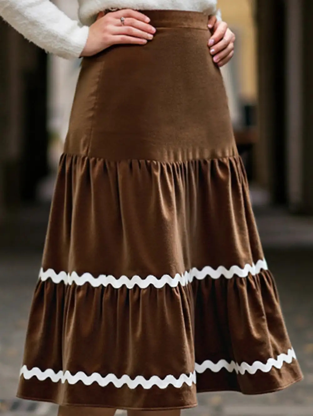 Velvet Swing Midi Skirt