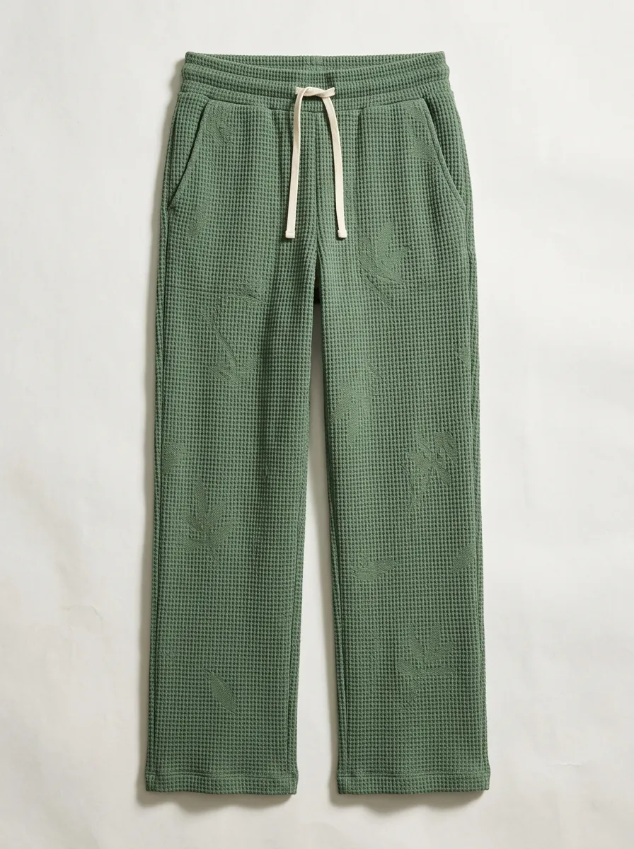 Women's Casual Botanical Print Tropical Leaf Print Waffle Lounge Pants