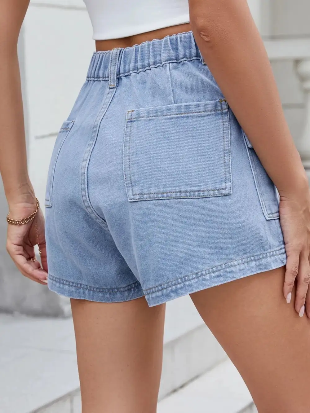 High Waist Cargo Shorts Denim Pants
