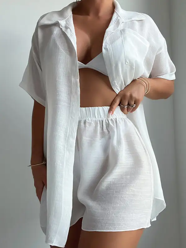 Loose Sun Protection Short Sleeved Swim Cover Up