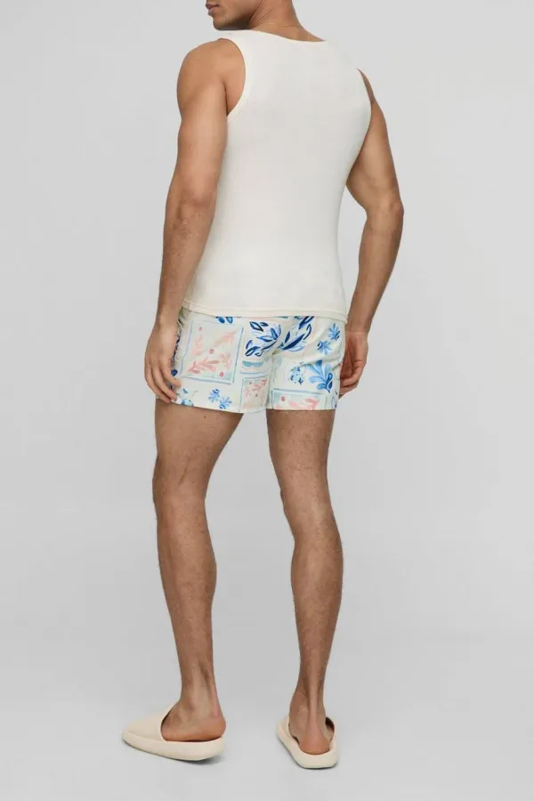 Short Length Conversational Print Swim Trunks Spring And Summer