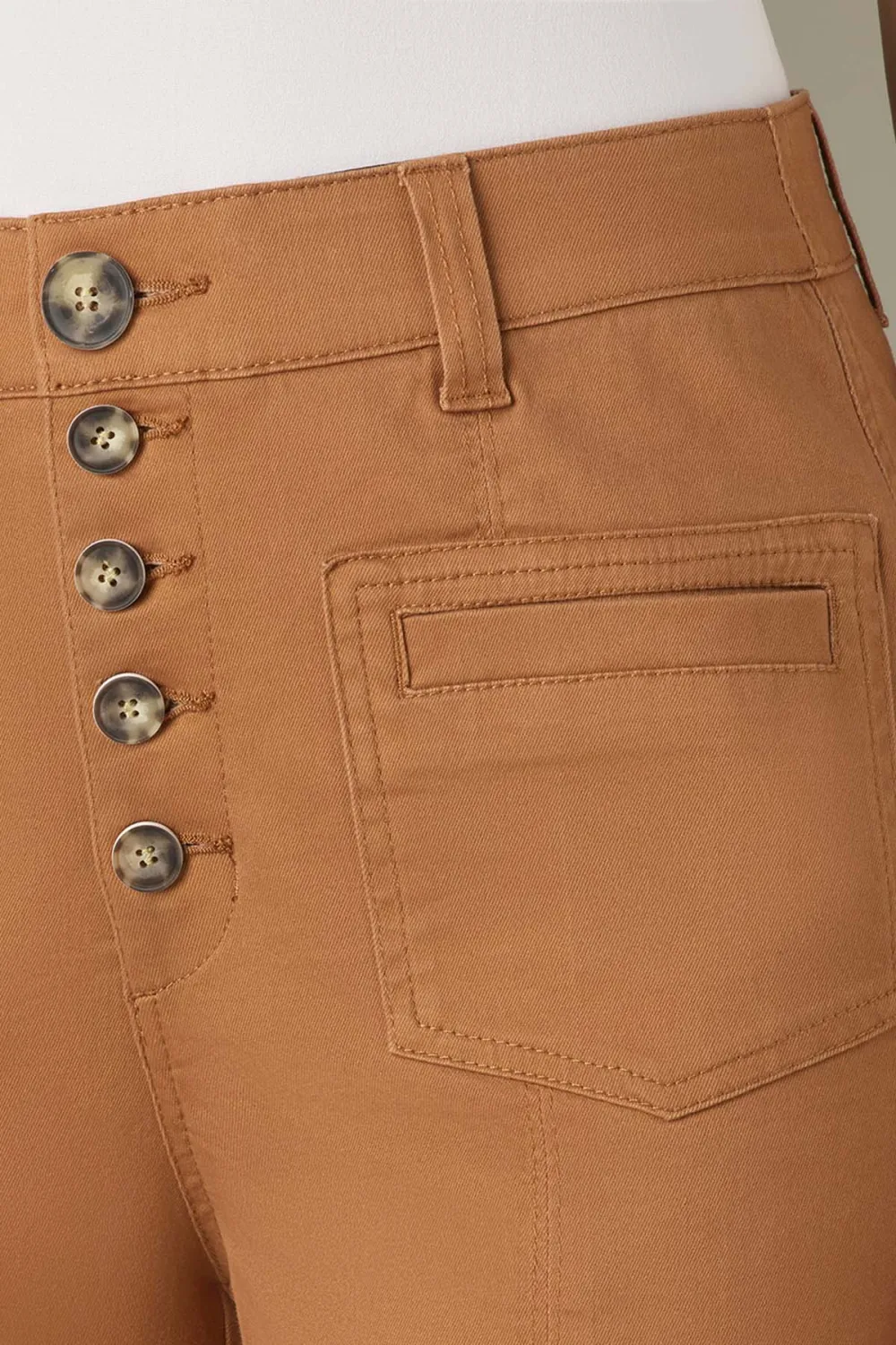 Button Fly Wide Leg Plus Size Pants