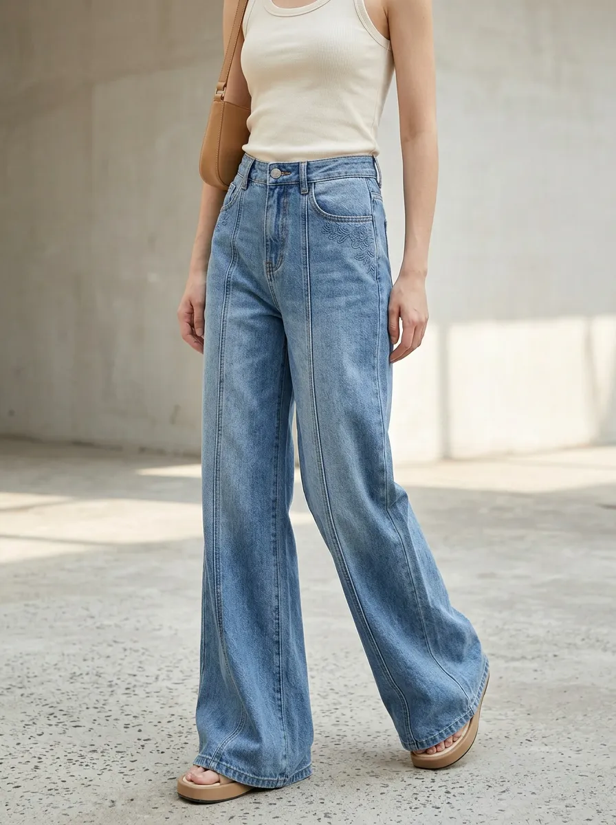 Women's Wide Leg Casual Denim Jeans