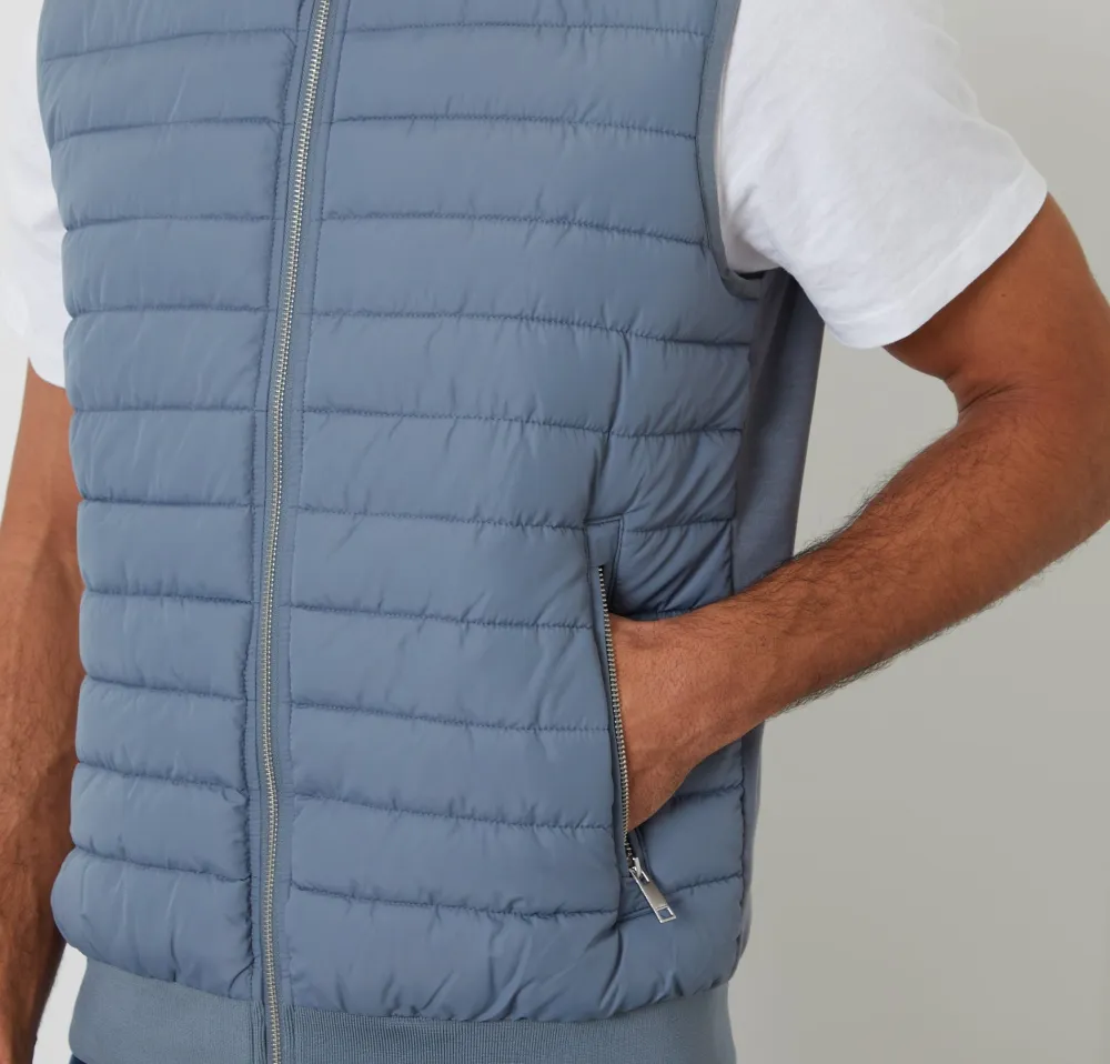 Men's Denim Blue Quilted Hybrid Vest