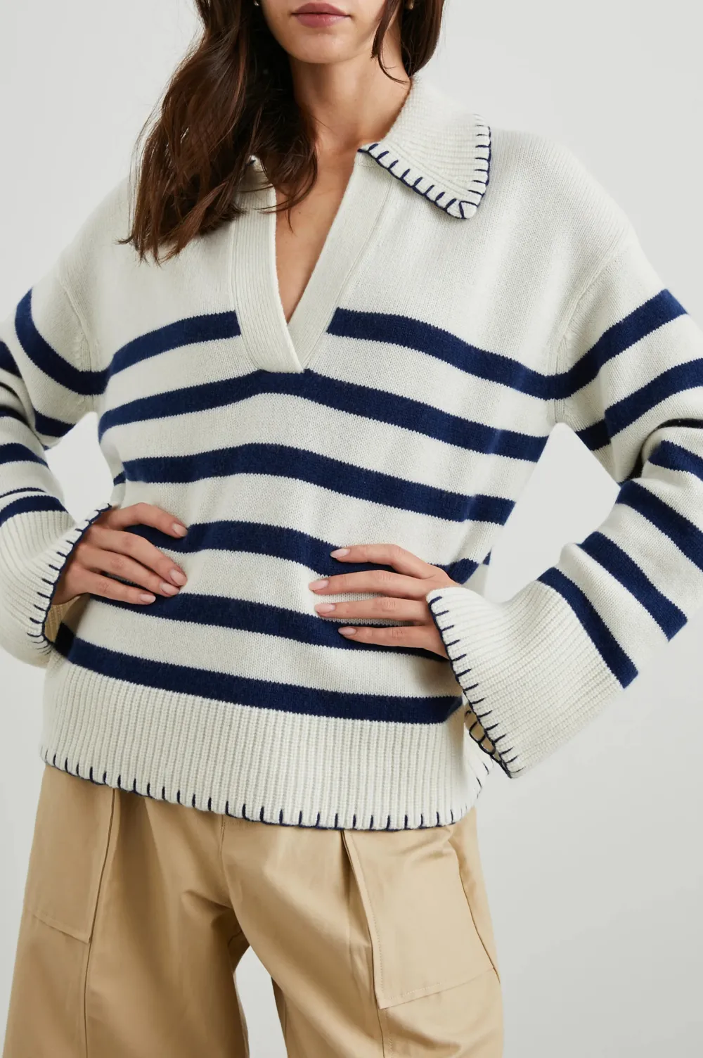 Classic V-Neck Striped Sweater
