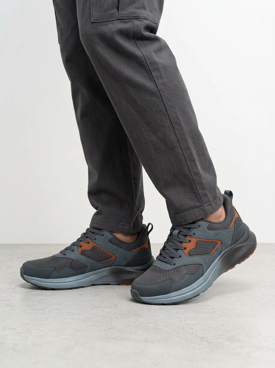 Men's Outdoor Hiking Topographic Pattern Print Sneakers