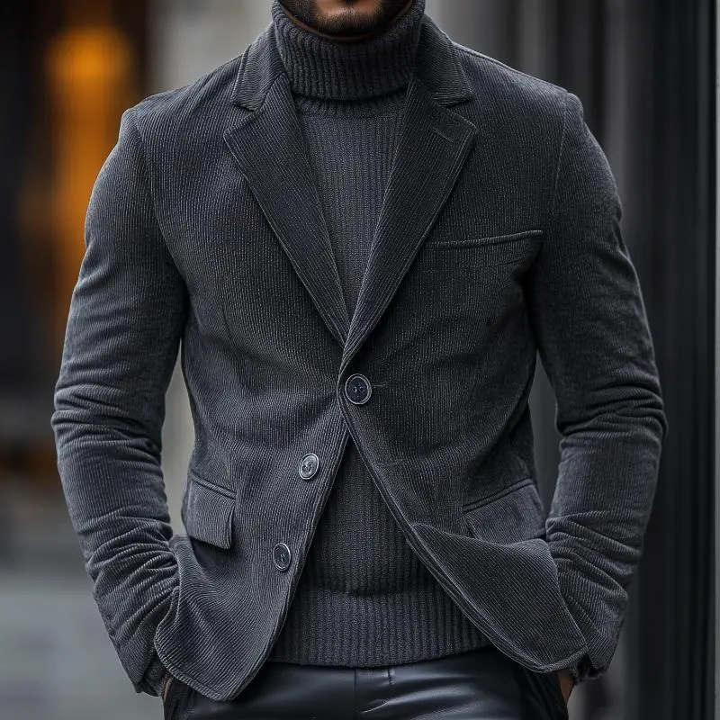 Sharp Lapel Corduroy Blazer