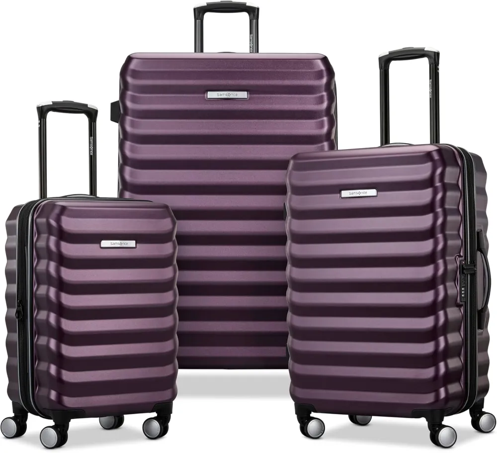 Samsonite Hard-Sided 28-Inch Lightweight Checked Large Expandable Element Suitcase: Durable, 360° Spinner Wheels, Adjustable Telescopic Handle, TSA-Approved Lock - Alpine Black