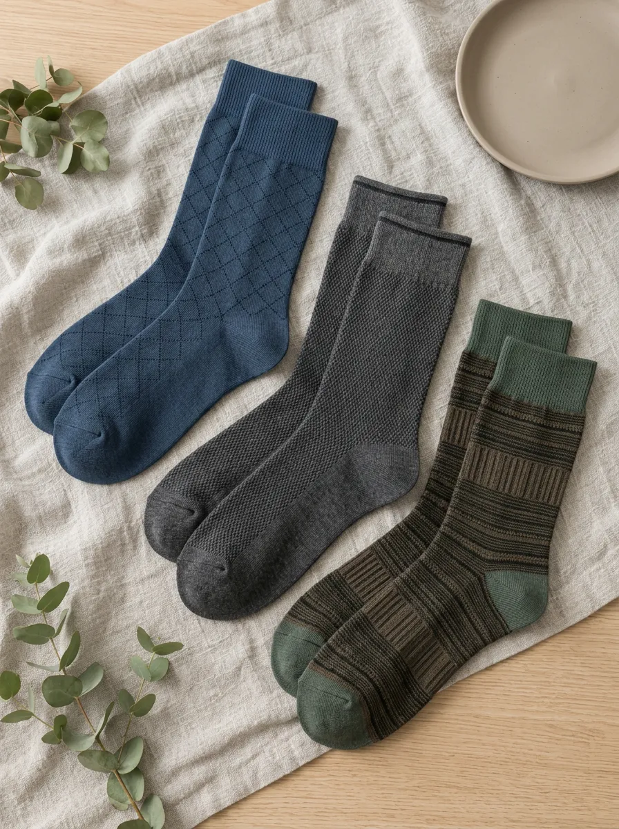Men's Geometric Argyle Textured Striped Pattern Printed Socks 3-Pack