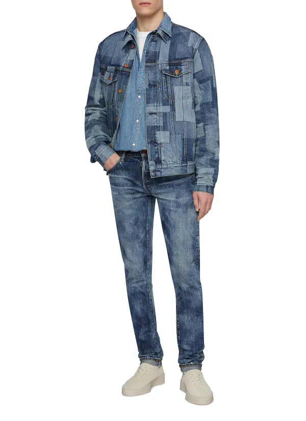 Simple Soft Straight-Cut Blue Cottom Jeans