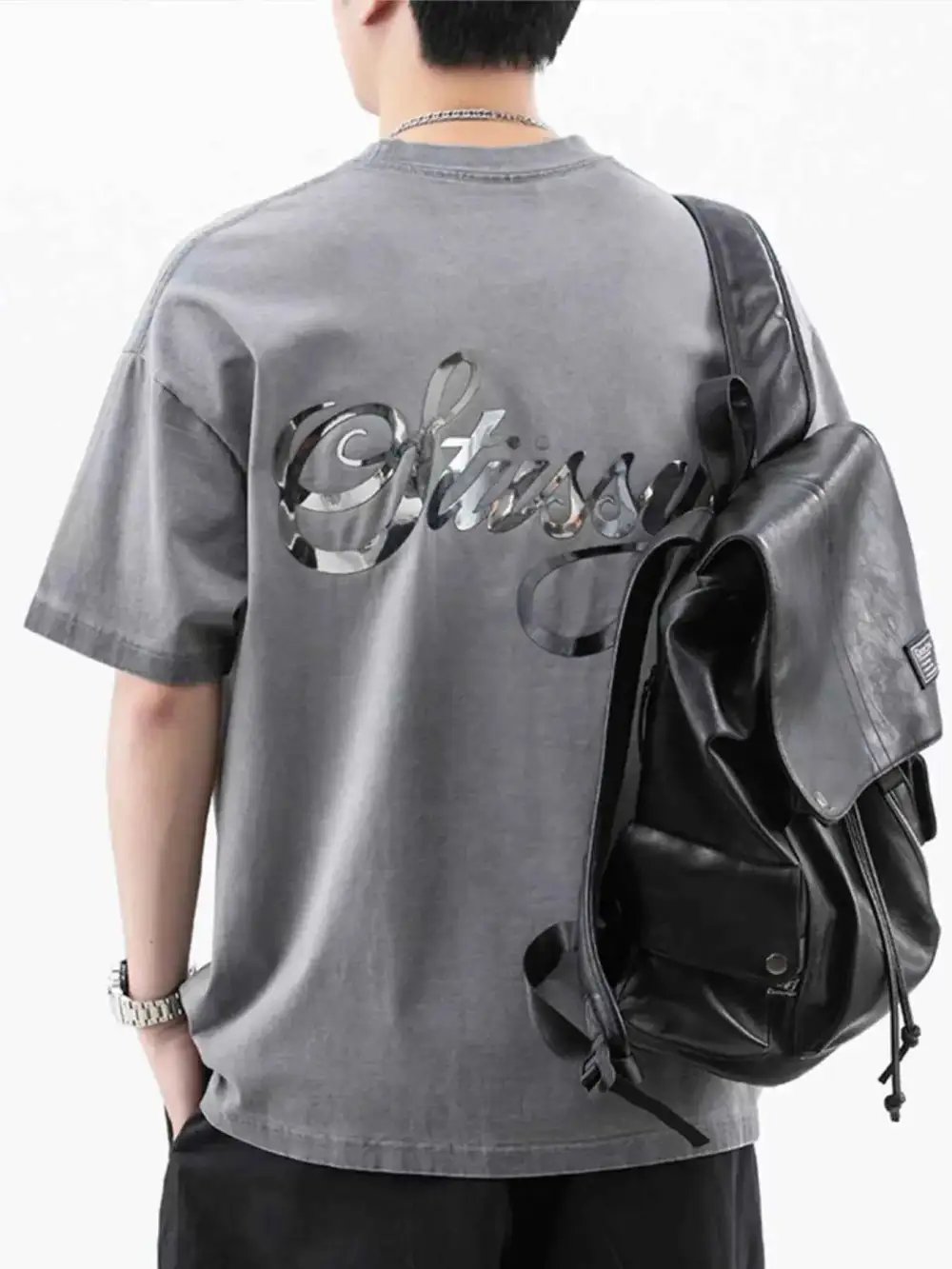 Oversized Round Neck Letter Graphic T-Shirt