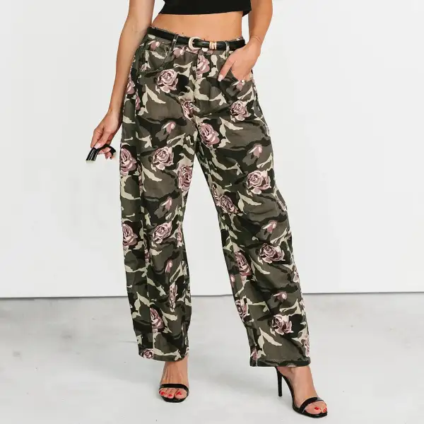 High-Waist Camo Jeans