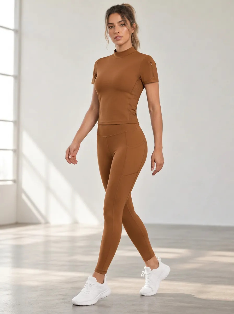 Women's Mock Neck Leggings Set