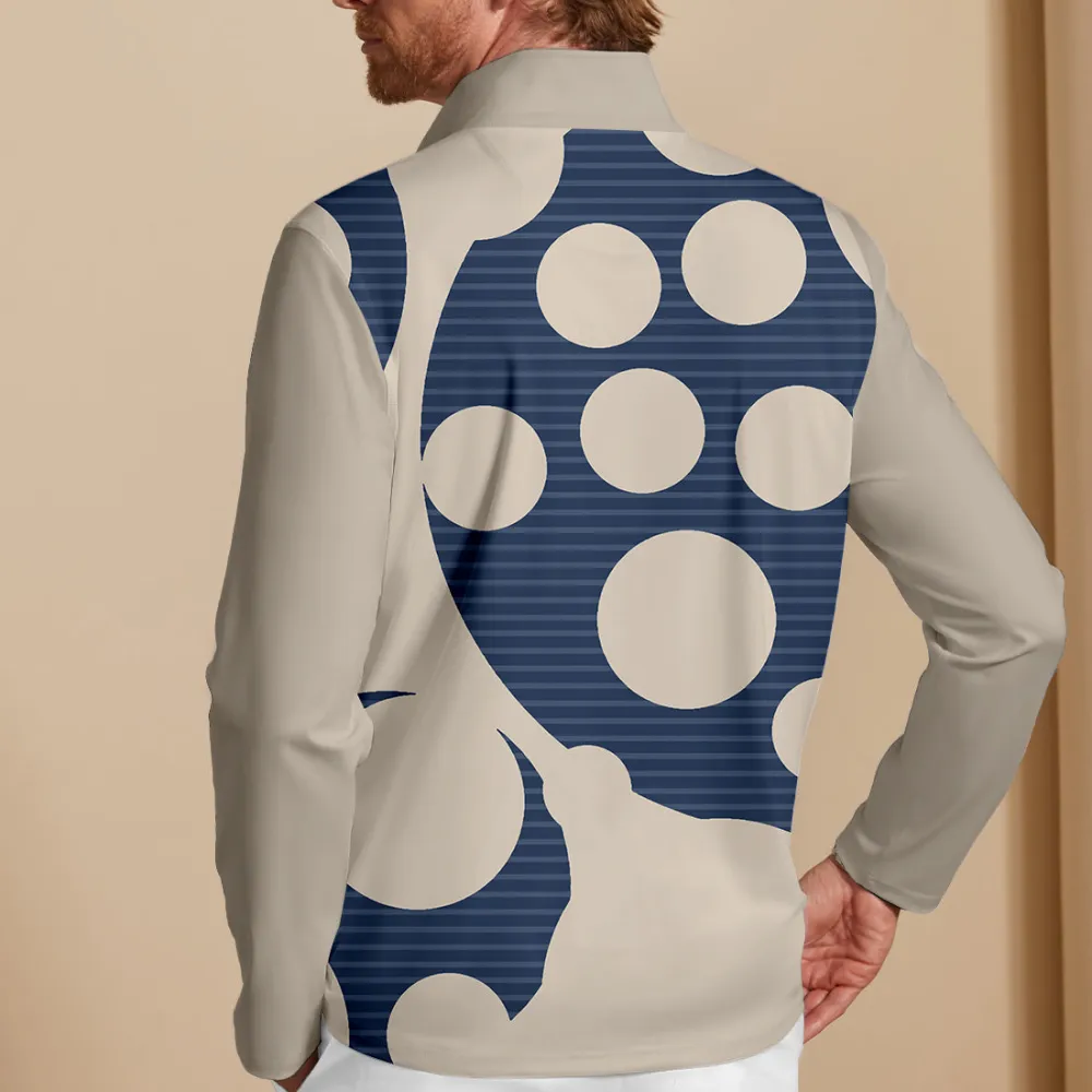Refined Lightweight Colorblock Long Sleeve Golf Shirt
