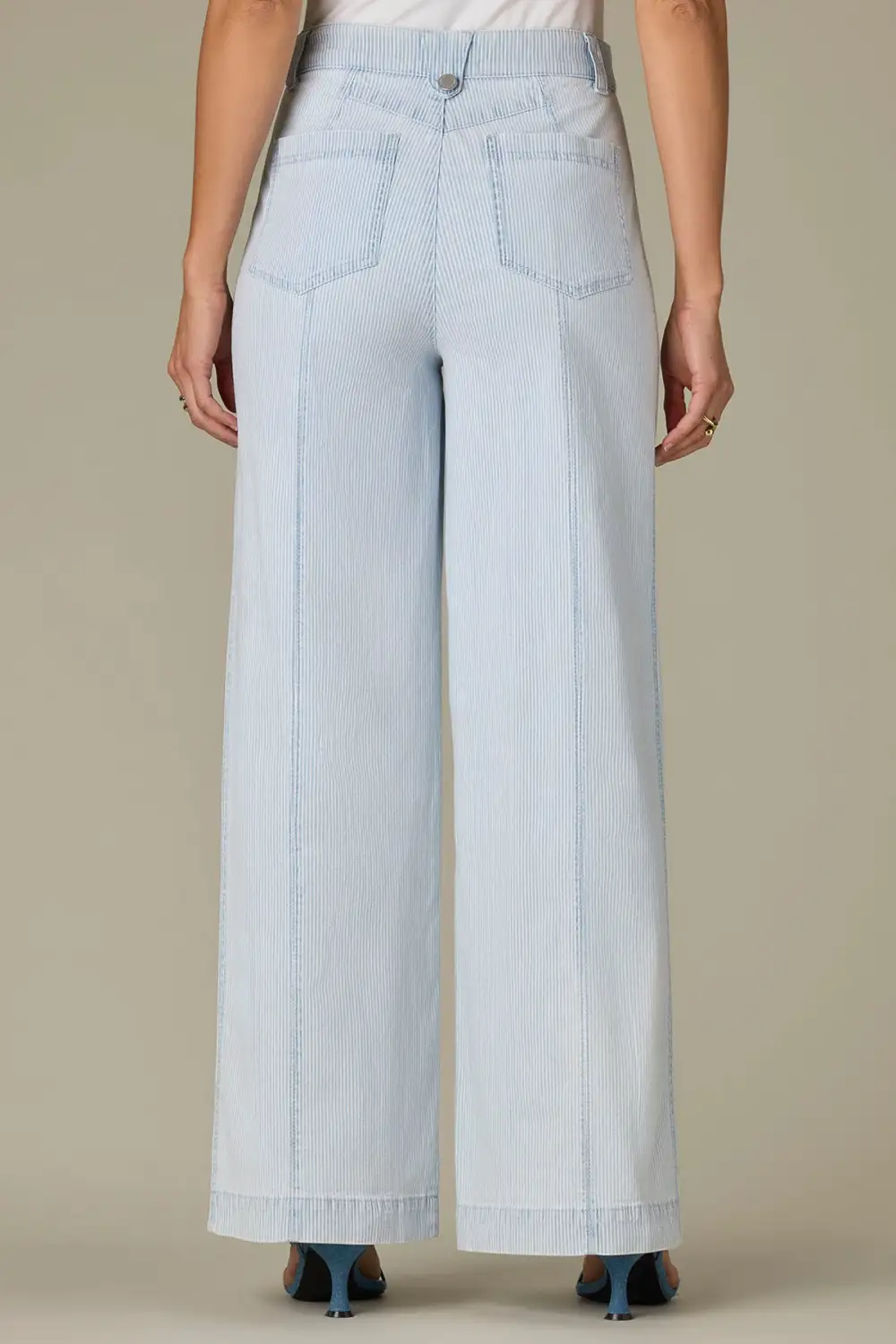  V-yoke Spade Pocket Striped Petite Wide Leg Jeans