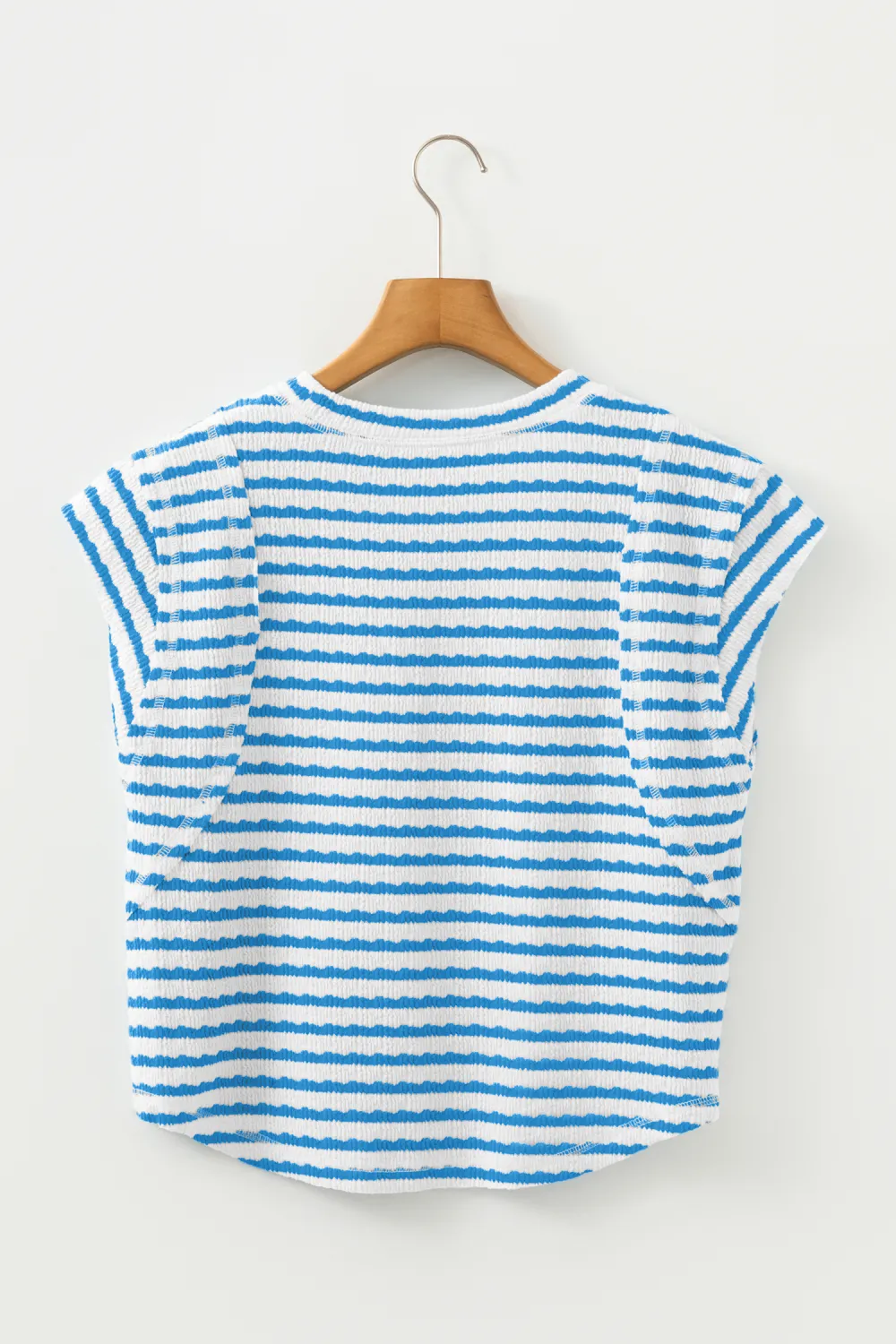 Blue Stripe Textured Short Sleeve Tee