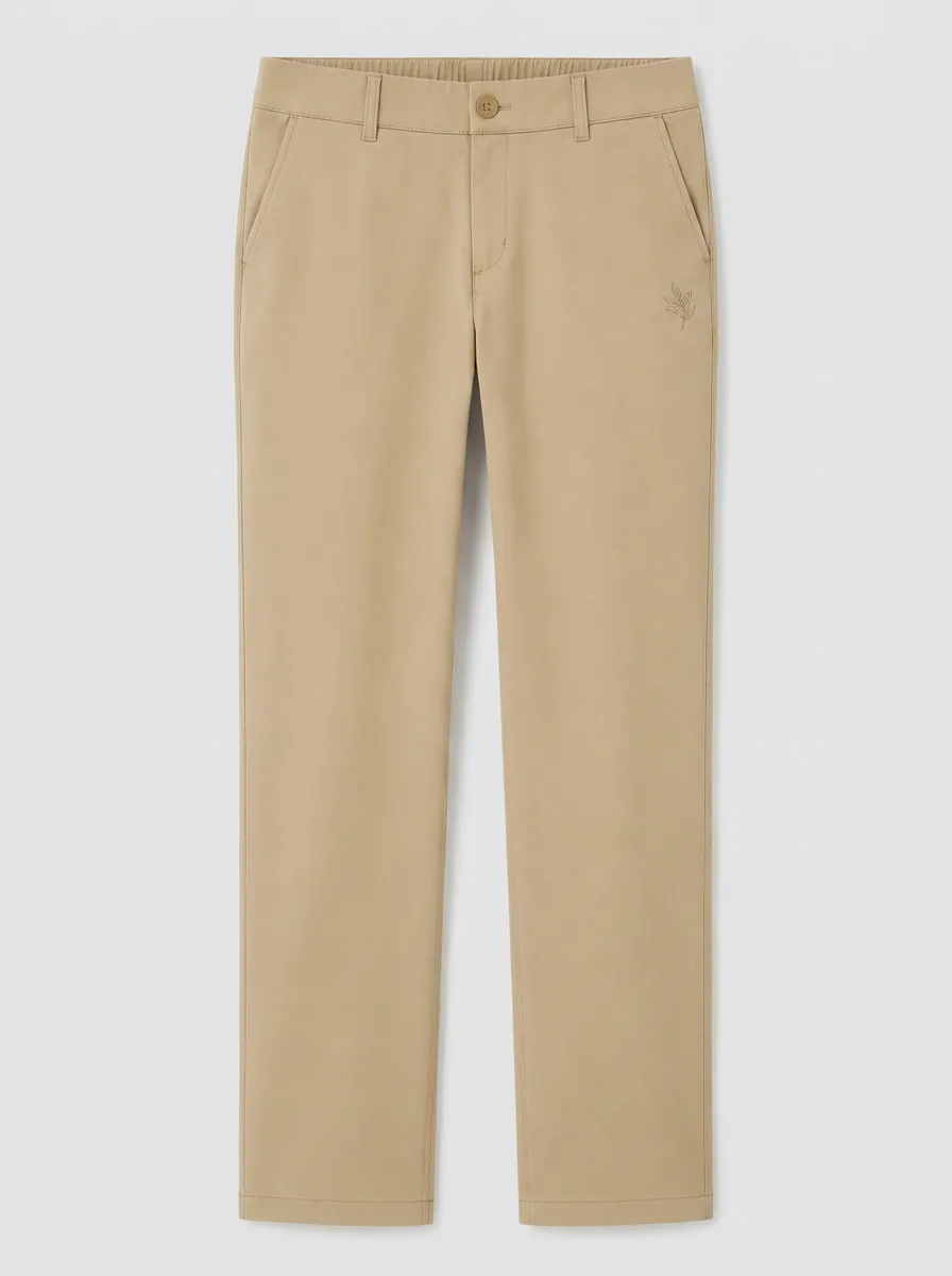 Women's Refined Flexible Leaf Embroidered Mid Rise Straight Leg Pants