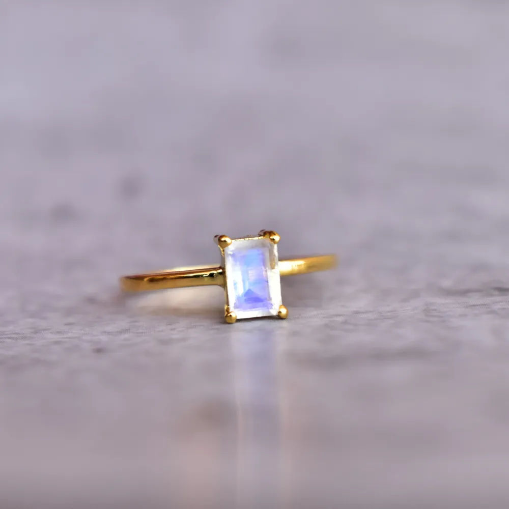 Octagon Moonstone Ring