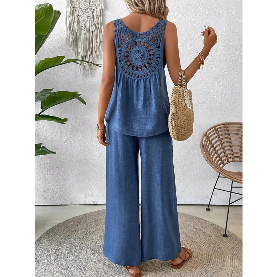 Relaxed Round Neck Tank and Wide Leg Pants Set