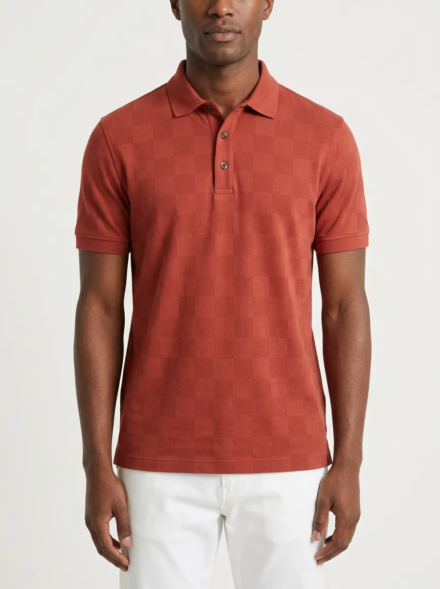 Business-Casual Checkered Men's Polo Shirt