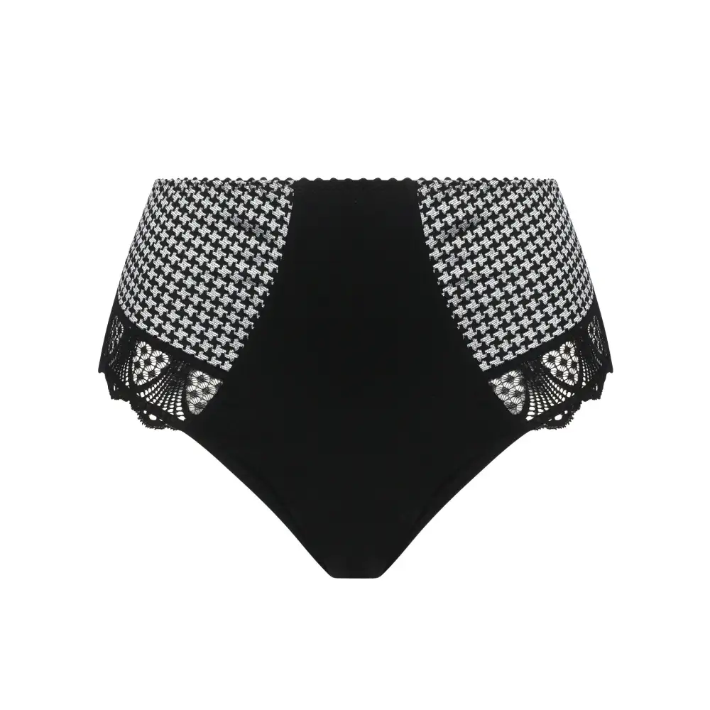 Women's Full Coverage Elastic Waistband Cotton Gusset Scalloped Lace Jacquard Cotton Checkered Shaping Soft Fabric Stretch Fit Full Back Wider Sides High Waist Panty