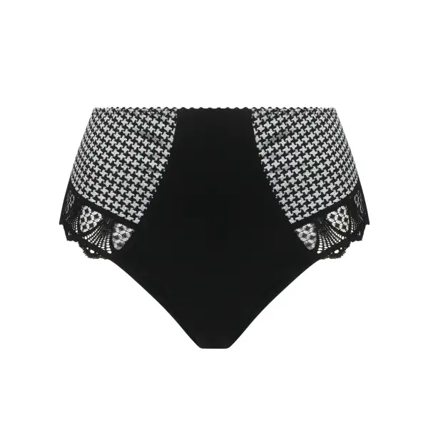 Women's Full Coverage Elastic Waistband Cotton Gusset Scalloped Lace Jacquard Cotton Checkered Shaping Soft Fabric Stretch Fit Full Back Wider Sides High Waist Panty