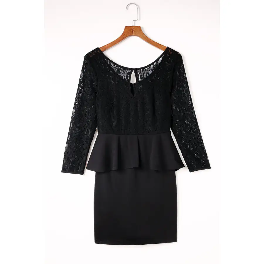 Lace Detail Long Sleeve Mini Dress