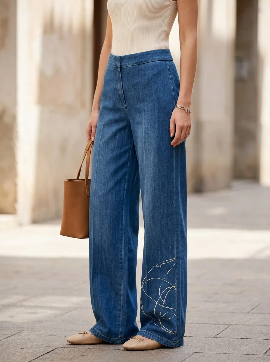 Women's Wide Leg Casual Denim Jeans