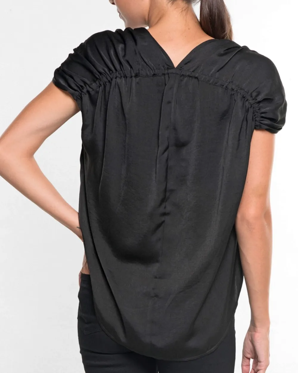 Satin Short Sleeve Top