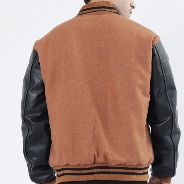 Wool Body Leather Sleeve Letterman Jacket