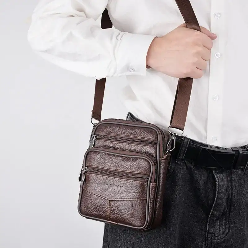 Classic Brown Leather Everyday Messenger Bag
