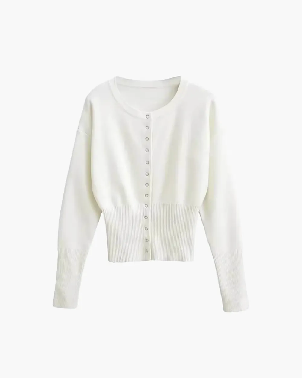 Snap-Button Knit Cardigan