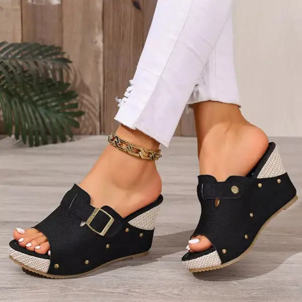 Graceful Fresh Open Toe Wedge Sandals