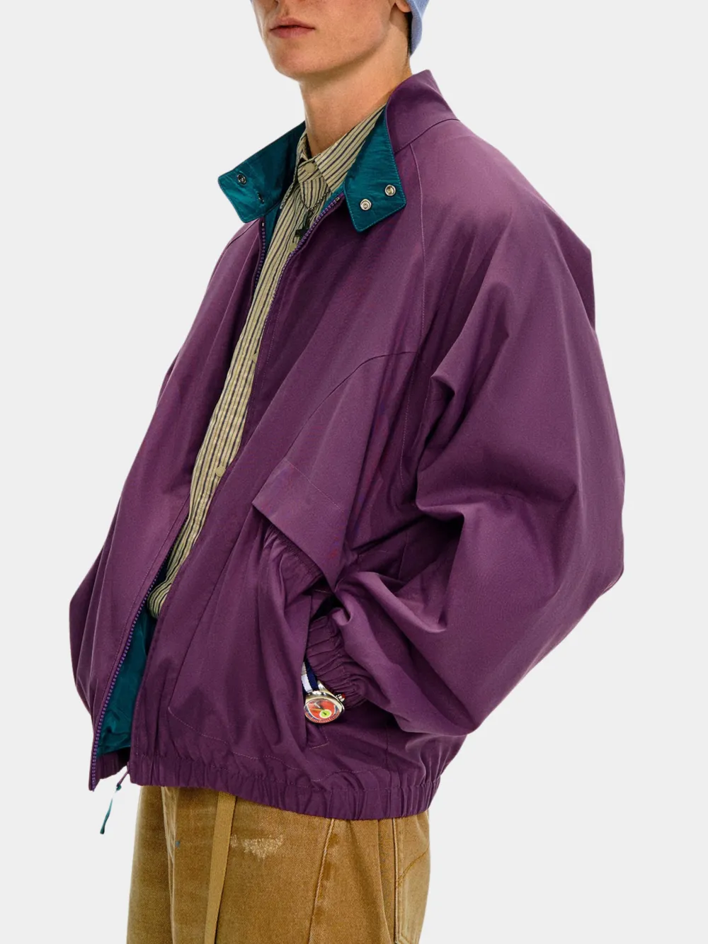 Wind Resistant Stand Collar Color Block Outdoor Utility Jacket