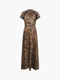 Eco-Friendly Satin Elegant Leopard Print Dress
