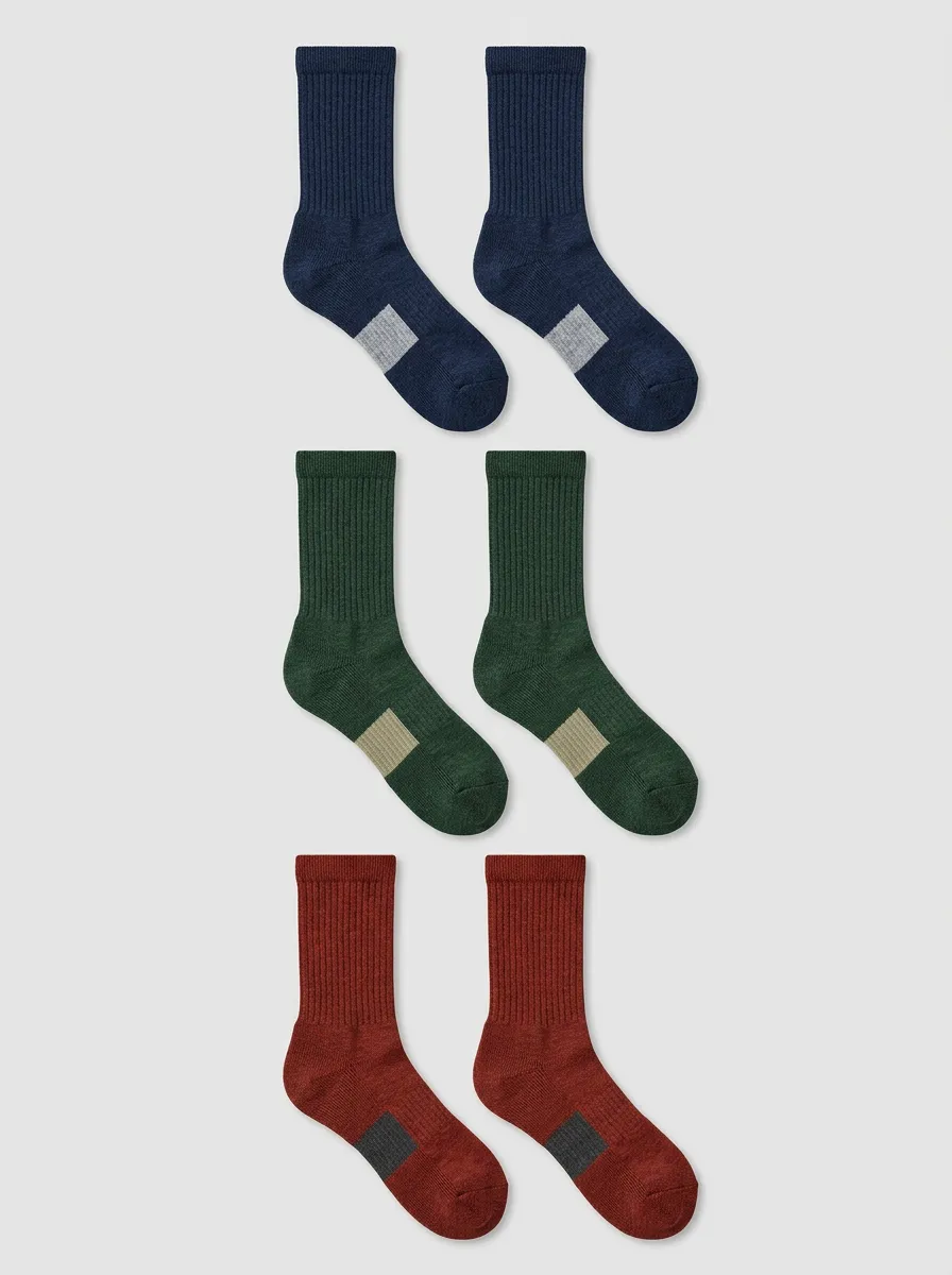 Men's 3-Pack Colorblock Ribbed Crew Socks
