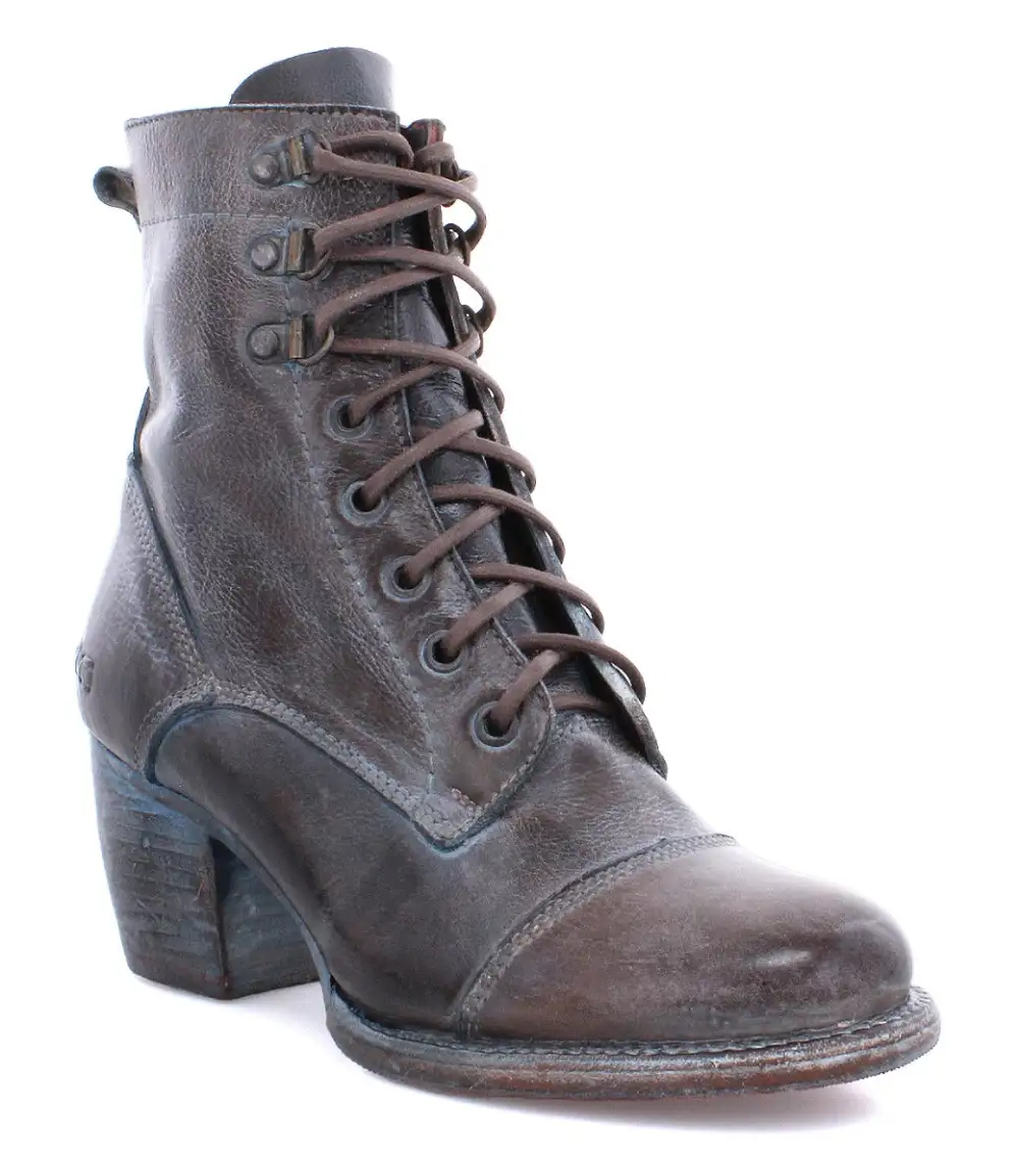 Cap-Toe Side-Zip Lace-Up Boots