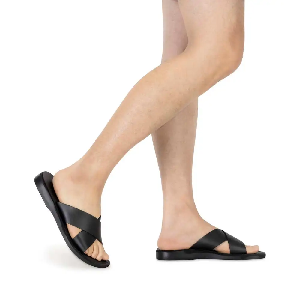 Refined Leather Slip On Sandals