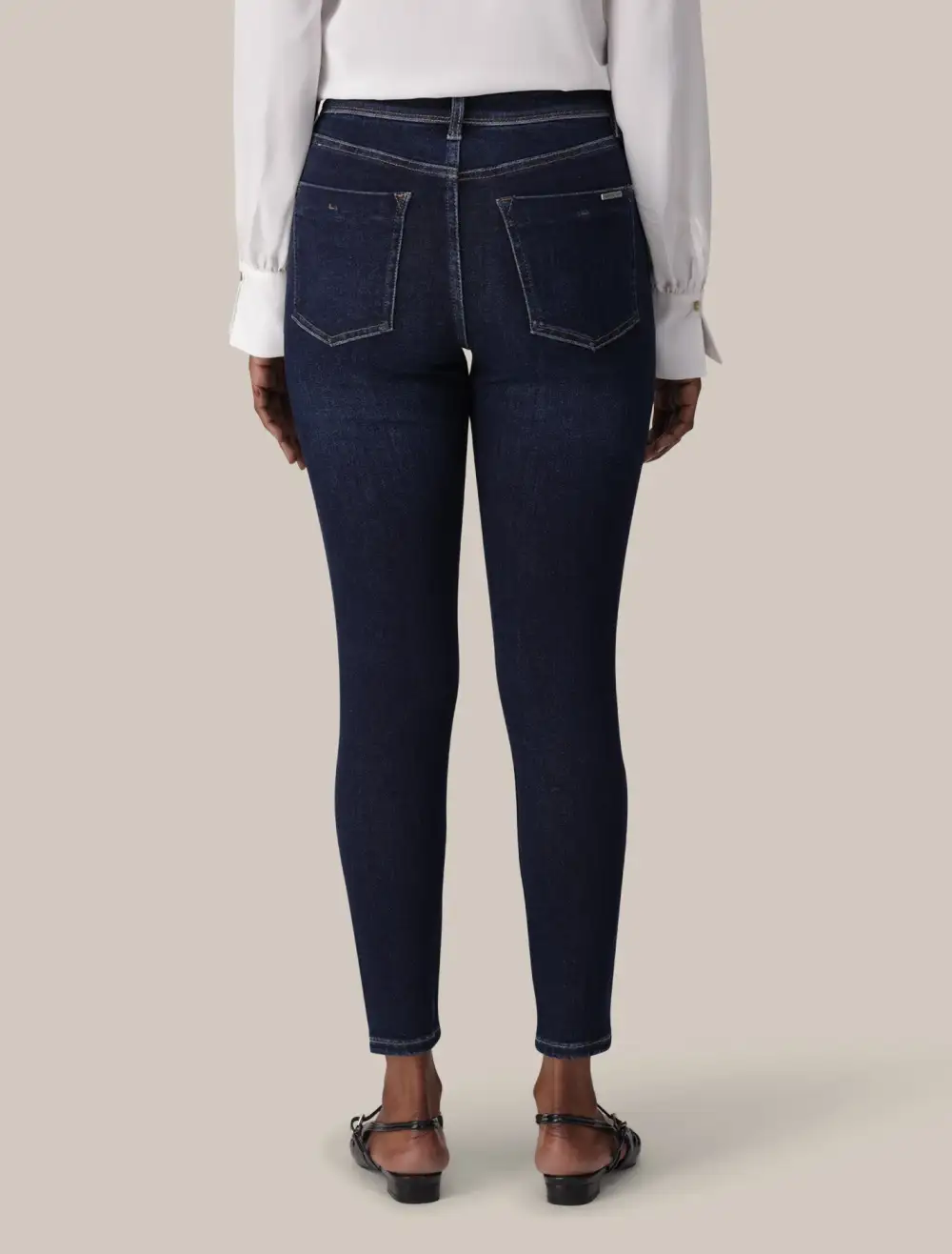 Dark Wash Mid-Rise Cropped Skinny Jeans
