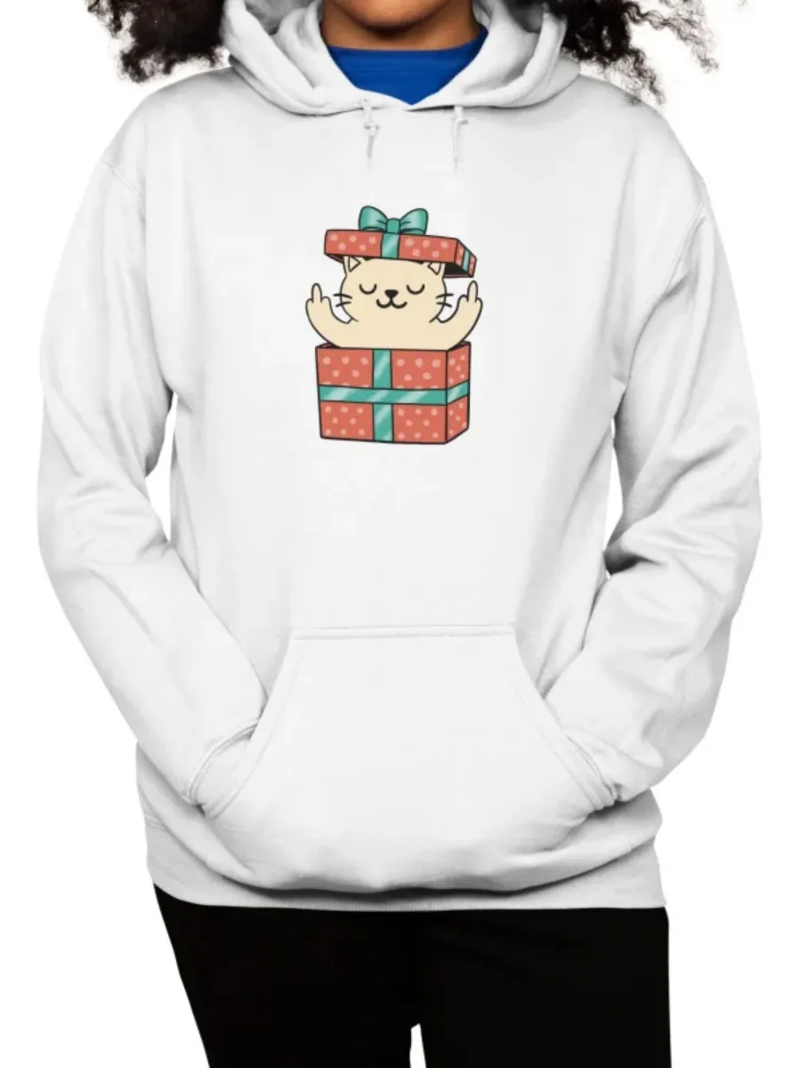 Cat In Box Print Hoodie