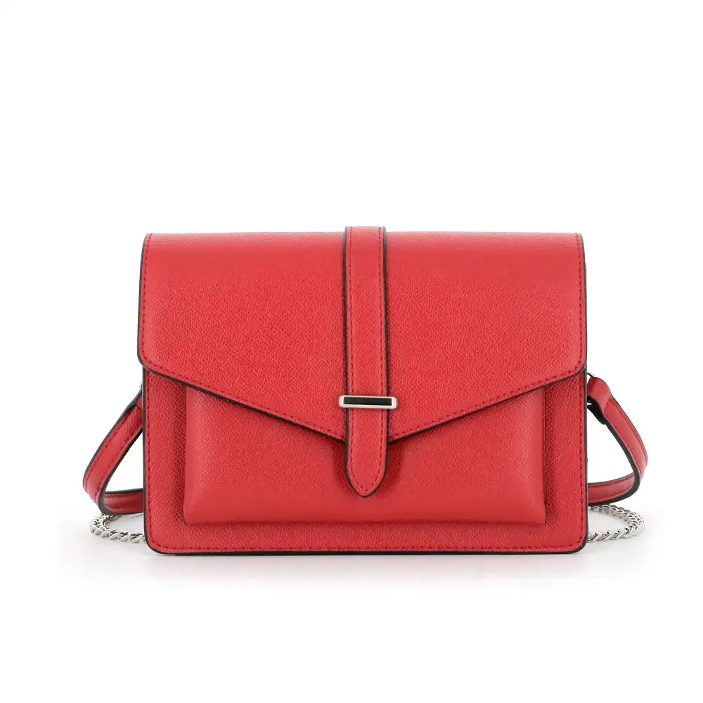 Relaxed Faux Leather Chain Strap Compact Crossbody Bag