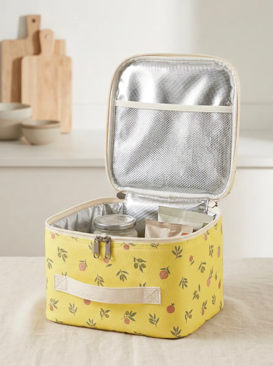 Botanical Fruit Pattern Insulated Printed Lunch Bag