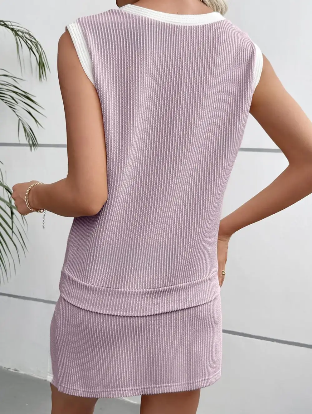 Block Slit Sport Tank Top Set