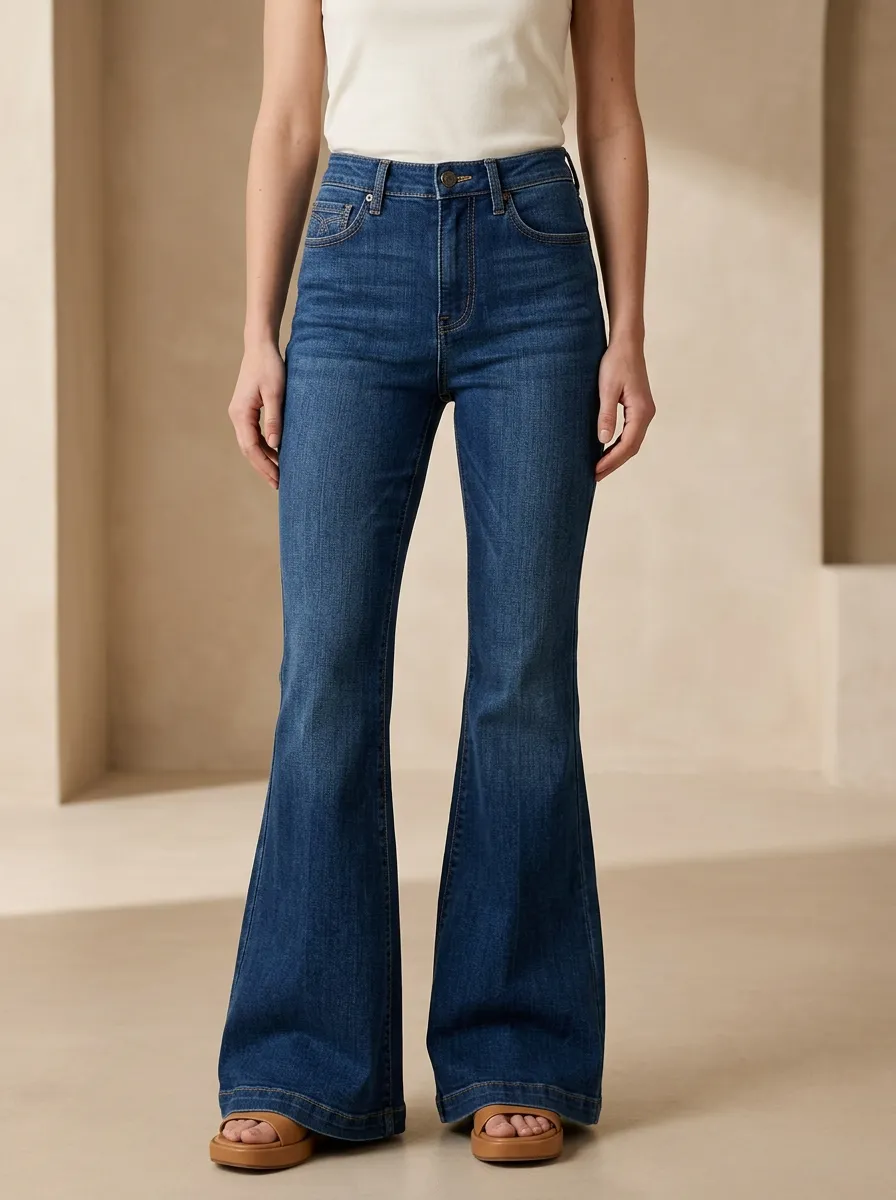 Weekend Contrast Stitch High Rise Flare Jeans