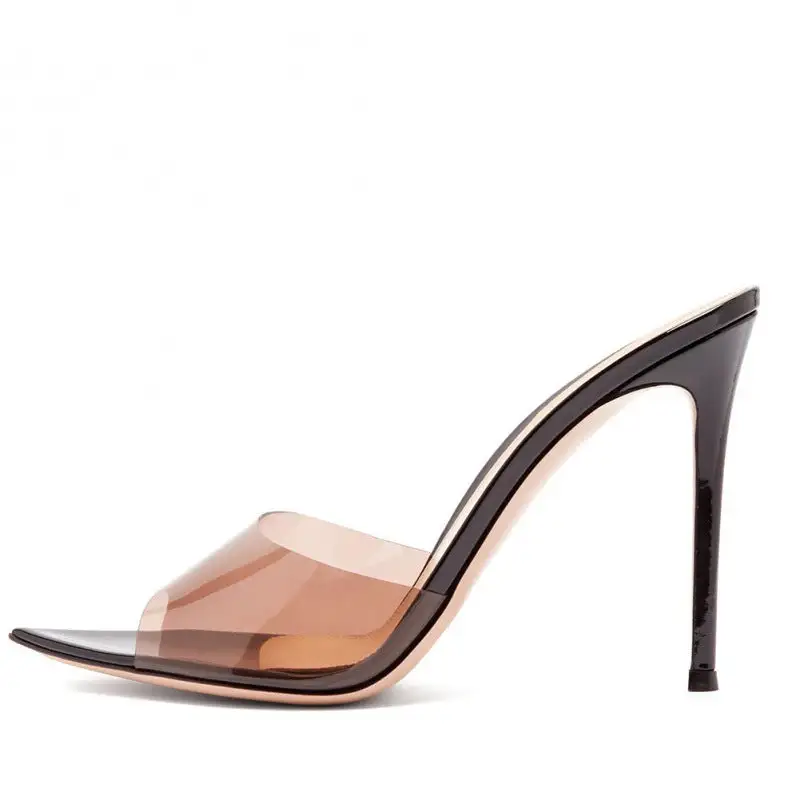 Pointed Toe Clear Stiletto Mule Sandals