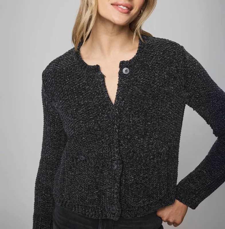 Relaxed Chenille Crop Cardigan