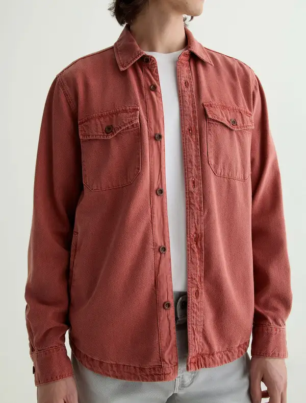 Men's Button Front Flap Pocket Shirt Jacket