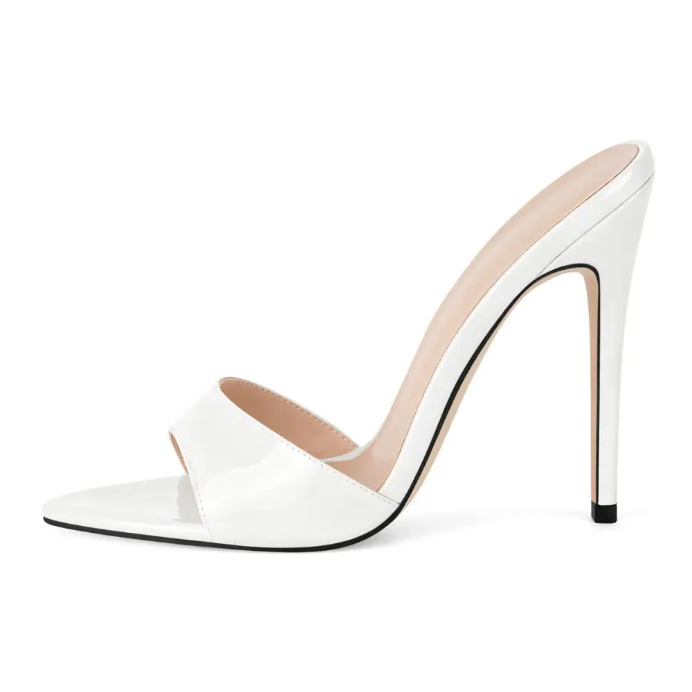Pointed Toe Patent Leather Mule Sandals